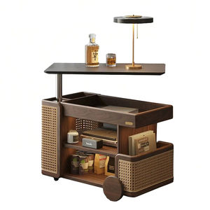 सॉलिड वुड लिफ्ट मूवेबल ट्रॉली बस ब्लैक वॉलनट होम रोटेटिंग लिविंग रूम सोफा कॉफी टेबल - Product Image 1