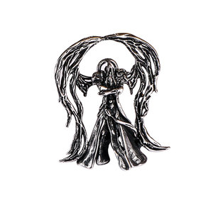 Collier pendentif ailes d'ange en acier inoxydable, personnage de dessin animé argenté, bijoux de mode pour hommes SP1118 - Product Image 5