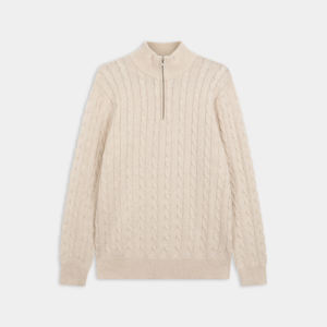 Cardigan da Uomo in <span class=keywords><strong>Cotone</strong></span> Mélange 100% Bianco, Lavorazione a <span class=keywords><strong>Maglia</strong></span> 7GG, con Cerniera, per Autunno e Inverno - Product Image 1