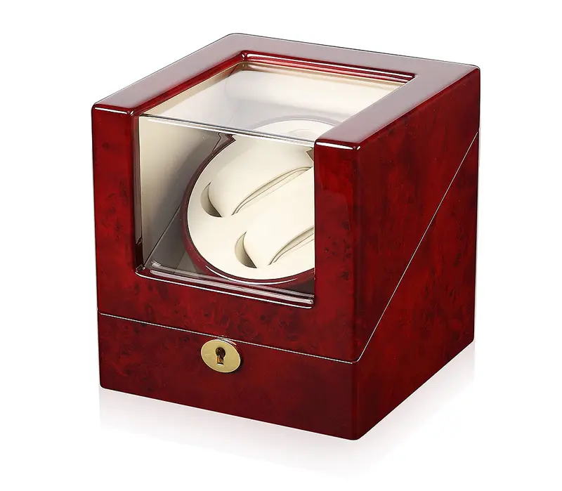 Wooden Automatic Double Watch Winder with 4 Rotation program and Mabuchi Motor GC03-S105RW