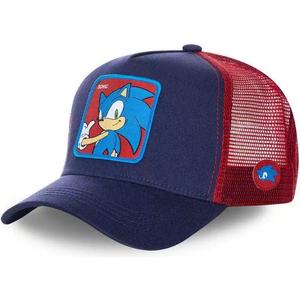 Gorra de camionero <span class=keywords><strong>Sonic</strong></span> azul y roja de malla transpirable, gorra de béisbol unisex para adultos, gorra de protección solar con visera ancha, bordado personalizado de algodón - Product Image 1