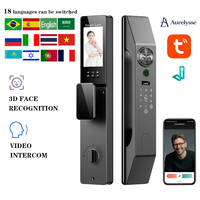Serrure intelligente de porte avec reconnaissance faciale 3D Aurelysse Tuya, empreinte digitale, interphone vidéo, Wi-Fi, certifiée CE pour porte principale