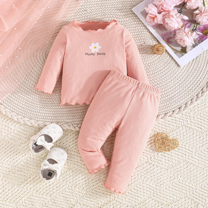 Ensemble pantalon et haut à manches longues pour bébés filles, printemps automne, ensemble quatre pièces, polyester, imprimé fleuri, confortable et élégant - Product Image 6