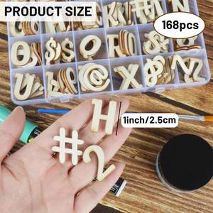 Wholesale DIY Art Crafts Carved Decorative Cutting Wood <b>Letters</b> Numbers <b>Ornaments</b> for Doing It Yourself - Product Image 2