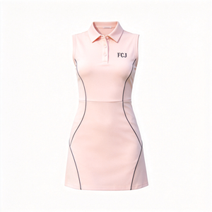 Abito Sportivo da Golf per Donna, Collo a Polo Senza Maniche, 85% Poliestere 15% Spandex, Asciugatura Rapida, Elasticizzato in 4 Direzioni, Vestito Sportivo da Tennis Linea A - Product Image 1
