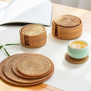 Classic Wholesale Natural <b>Woven</b> Wicker Plate Craft Heat-Resistant Rattan Picnic Flower Vietnam Water Hyacinth <b>Coasters</b> Placemats - Product Image 4