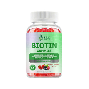 Petit MOQ 10000mcg Gummies à la biotine saveur fruits rouges pour une peau éclatante et des cheveux plus épais, complément de biotine avec vitamines B6 et D3 - Product Image 1