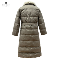 Vêtements d'extérieur longue longueur femmes manteau en duvet décontracté cordon de serrage ceinture réglable dame doudoune belle conception automne hiver