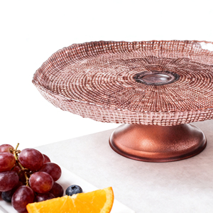 Piatto per Torta in Vetro Ecologico Fatto a Mano, 33cm, Design Moderno Personalizzabile, con Base a Griglia per Tè del Pomeriggio - Product Image 4