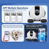 Caméra de surveillance intelligente AI 2MP FHD 1080P pour animaux de compagnie et bébés avec connexion Wi-Fi PTZ à vision nocturne de 6000mAh et carte de stockage