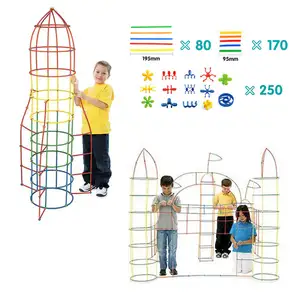 500 pieces of colorful interlocking plastic engineering toys straws and connectors building blocks construction toys