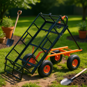 Carretilla de jardín convertible de metal con capacidad para 400 libras, llantas de 10 pulgadas y 4 ruedas para transporte en el jardín. - Product Image 2