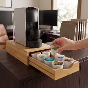 Bamboo <strong>Coffee</strong> <strong>Pod</strong> Drawer Organizer Compatible with K-Cups Under Cabinet <strong>Coffee</strong> Station Storage Rack Capsule <strong>Holder</strong> <strong>for</strong> 12 <strong>Pods</strong> - Product Image 4