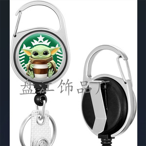 Clip de ceinture rétractable en époxy rond motif animal café, attache facile, porte-clés, clip pour badge d'infirmière - Product Image 5