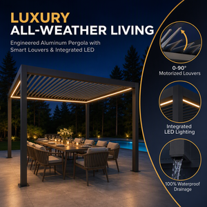 Kit de supports modulaires pour pergola DIY 3x6m, structure en aluminium, fonctionnement silencieux et fluide, <span class=keywords><strong>abri</strong></span> imperméable pour espace extérieur au bord de la piscine - Product Image 1