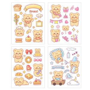 Autocollants transparents imperméables en PET Zhongchang, mignons, en forme d'ours de dessin animé, pour bricolage, journal, téléphone, bouteille d'eau - Product Image 5