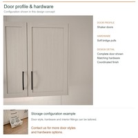 Armoires de cuisine RTA en chêne blanc, design Shaker, aménagement en U, assemblage en kit, boîtes d'armoires en MDF et dimensions personnalisées