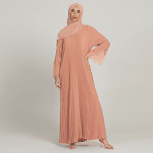 Lanna EID - Nouvelle Abaya Plissée en Organza à Dentelle Florale et Strass, Couleur Unie, Modeste, Style Dubaï, pour Femme Musulmane, Vêtement Islamique - Product Image 3