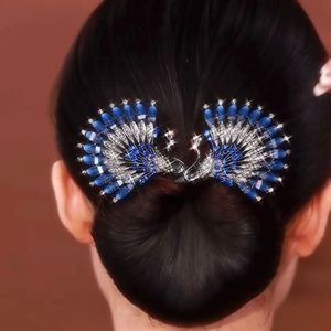 Pince à cheveux artisanale en alliage avec strass et plumes, pour chignon, torsades et coiffures françaises, pour femme - Product Image 1