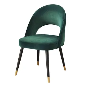 Şezlong moderne de meubles toptan yemek sandalyesi kadife accent yuvarlak arka restoran sandalyeler oturma odası mobilya modern