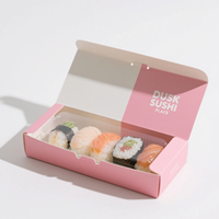 Boîte à sushi à emporter personnalisée, boîte cadeau en papier, emballage alimentaire à emporter, bento à emporter avec séparateurs