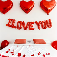 Ensemble de ballons en feuille d'aluminium rouge en forme de cœur de 18 pouces, JE T'AIME, pétales de rose pour la Saint-Valentin, fête prénuptiale, décorations de mariage