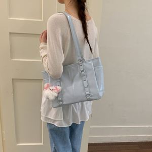 Trendy PU Leather <b>Tote</b> Handbag Women Large Capacity Multi <b>Pocket</b> Shoulder <b>Bag</b> <b>with</b> Charm Wholesale - Product Image 6
