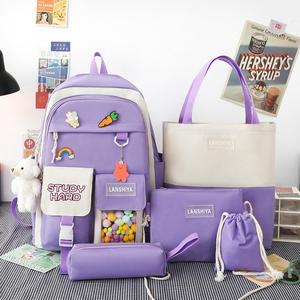 Schoolbag Korean Cute Five-Piece Student <b>Backpack</b> <b>Large</b> Capacity Mori <b>Backpack</b> One Piece Dropshipping - Product Image 2