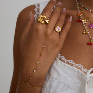 Pulsera de Cadena de Acero Inoxidable al por Mayor ERESI con Anillo, Chapada en Oro de 18K, Joyería Antideslustre, Pulseras de Eslabones de Moda - Product Image 4