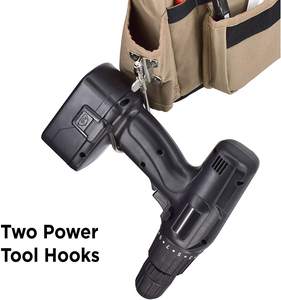 Sac à outils professionnel en toile robuste pour charpentiers avec ceinture de taille et bretelles, grande capacité, 4 à 6 compartiments, utilisation en extérieur - Product Image 6