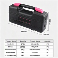 Kit d'outils portables 39 pièces pour réparation domestique avec marteau à griffes, pince, mètre ruban pour bricolage et entretien automobile