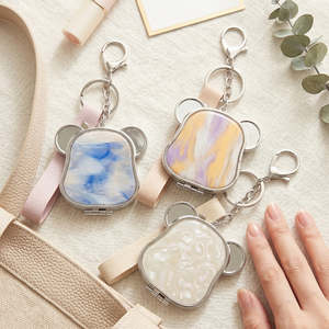 Cute Dog Head Pearl Swirl Acetate <b>Compact</b> <b>Mirror</b> Keychain With Leather Wrist Strap Double Sided Folding Makeup <b>Mirror</b> Wholesale - Product Image 5