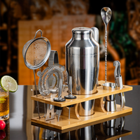 Kit d'accessoires de bar en acier inoxydable, ensemble d'équipement pour cocktails, ensemble de shaker à cocktails, mélangeur de boissons, ensemble cadeau pour cocktails