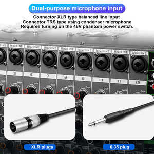 Bộ trộn khuếch đại hiệu ứng 256 kỹ thuật số Cooyinka Bộ trộn âm thanh công suất cao 12 kênh 800wx2 cân bằng âm thanh - Product Image 4