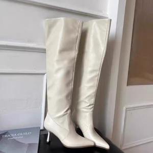2025 new trendy <b>slim</b>-<b>leg</b> wide-<b>leg</b> pointed-toe high-heeled stack <b>boots</b> with thin heels western-style <b>boots</b> tall long <b>boots</b> - Product Image 1