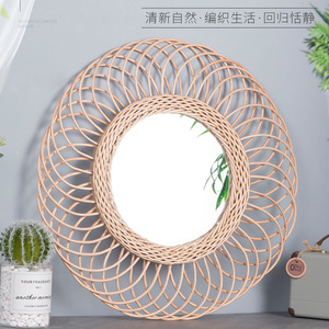 Woven <b>Round</b> <b>Wall</b> <b>Mirror</b> Large Size XH21-213 Framed Decorative For Guesthouse Bar Studio Photography Background - Product Image 4