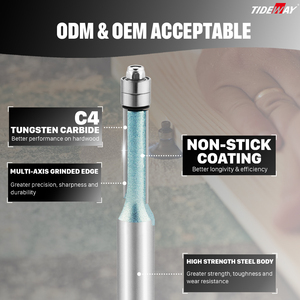 TIDEWAY平齐修剪器路由器底座修剪器手动工具，带平齐修剪器轴承钻头 - Product Image 4