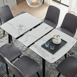 Table à manger en rotin de roche, moderne, minimaliste, légère, meuble de restaurant de luxe, extensible - Product Image 1