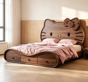 <strong>Hello</strong> <strong>Kitty</strong> Cartoon Solid Wood Children's <strong>Bed</strong> with Storage Drawers, Perfect for Girls' Bedrooms - Product Image 4