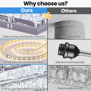 20.07 ''trong nhà K9 pha lê <span class=keywords><strong>LED</strong></span> vuông trần ánh sáng lịch thi đấu 3-Tier hình chữ nhật tuôn ra gắn đèn chùm mát trắng chuyển đổi - Product Image 5