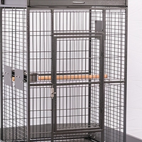 61 pouces grande taille Double pile noir en acier inoxydable métal fer perroquet canari perruche animal de compagnie grande cage à oiseaux avec roues
