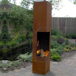 Garden <strong>Outdoor</strong> Warming Corten Steel <strong>Fireplace</strong> &amp; BBQ Grill - Product Image 4