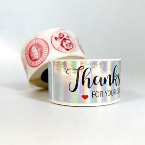 Rollos de Etiquetas Adhesivas Personalizadas Impermeables con Agradecimiento, Etiquetas de Vinilo para Regalos, Alimentos, Empaques y Uso en Supermercados - Product Image 3