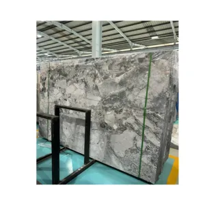 Doğal taş cilalı büyük gri paneli Panda gri mermer levha zemin duvar karoları mutfak ada merdiven için