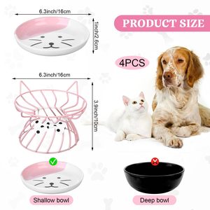 Plato de Cerámica <span class=keywords><strong>para</strong></span> Mascotas Garfield, de Gran Diámetro, Ecológico, Impermeable, con Patas Altas <span class=keywords><strong>para</strong></span> Protección del Cuello, Poco Profundo - Product Image 2