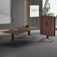 Table de conférence pliante extra-large, style professionnel, élégante, mobile, longue, design moderne minimaliste, matériau PVC, bureau commercial
