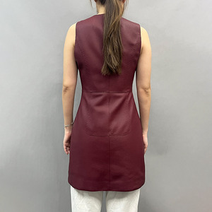 Abito <span class=keywords><strong>da</strong></span> donna Jancoco personalizzato senza maniche con scollo rotondo in vera pelle martellata per l'autunno - Product Image 3