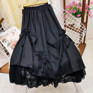 Women's Breathable Summer Umbrella Skirt High Waist Drawstring <strong>Bow</strong> Solid Medium Long Irregular New <strong>Large</strong> Swing - Product Image 1