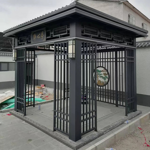 Gazebo en métal robuste. Pavillon à toit rigide résistant aux charges de neige pour toutes les saisons. <span class=keywords><strong>Abri</strong></span> de jardin extérieur résistant à la rouille. - Product Image 2