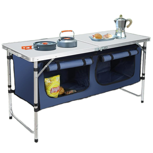Portable Lightweight Aluminum Outdoor <strong>Table</strong> 3 Height Adjustable <strong>Camping</strong> <strong>Table</strong> <strong>Storage</strong> for Indoor Beach Picnic BBQ Hiking Blue - Product Image 1